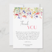 Kleurrijke Wildflower Meisje Baby shower Bedankkaart (Voorkant)