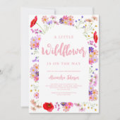 Kleurrijke Wildflower Meisje Baby shower Kaart (Voorkant)
