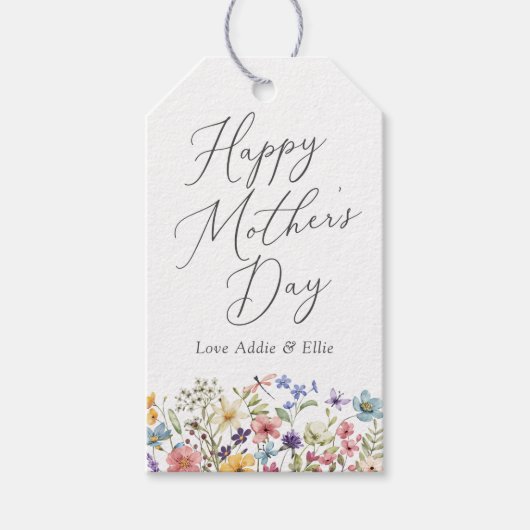 Kleurrijke Wildflower Moederdag Cadeaulabel (Voorkant)