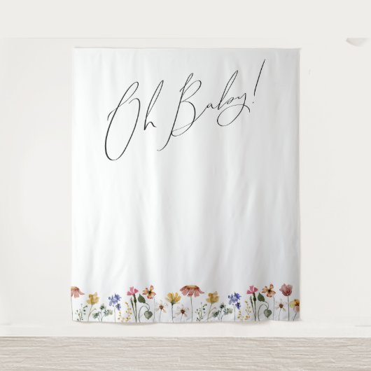 Kleurrijke Wildflower Oh Baby Achtergrond Wandkleed (Voorkant)