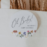 Kleurrijke Wildflower Oh Baby Ronde Button 5,7 Cm<br><div class="desc">Deze kleurrijke wildflower oh baby-knop is ideaal voor uw eenvoudige, grillige, boho regenboog zomerse baby shower. De felle, betoverde roze, gele, oranje en gouden kleurbloemen geven dit product het gevoel van een minimalistische, elegante, hippie-voorjaarstuin. Het moderne ontwerp is kunstzinnig en delicaat, met een klassieke aardse weide die in waterverf is...</div>