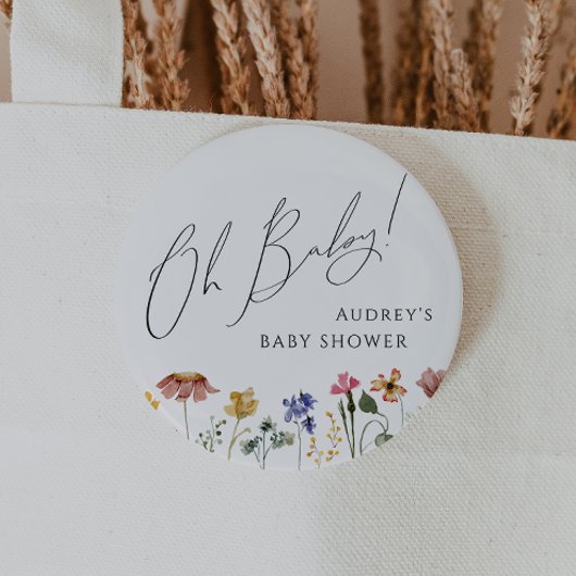 Kleurrijke Wildflower Oh Baby Ronde Button 5,7 Cm