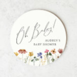 Kleurrijke Wildflower Oh Baby Ronde Kartonnen Onderzetter<br><div class="desc">Deze kleurrijke wilde bloem oh baby rond papier onderzetter is ideaal voor uw eenvoudige, grillige, boho regenboog zomer baby shower. De felle, betoverde roze, gele, oranje en gouden kleurbloemen geven dit product het gevoel van een minimalistische, elegante, hippie-voorjaarstuin. Het moderne ontwerp is kunstzinnig en delicaat, met een klassieke aardse weide...</div>