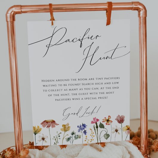 Kleurrijke Wildflower Pacifier Hunt Sign Poster