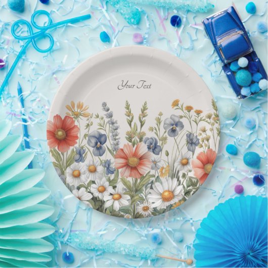 Kleurrijke Wildflower Paper Bord (Feest)