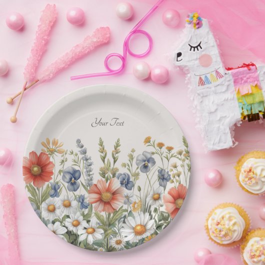 Kleurrijke Wildflower Paper Bord (Feest)