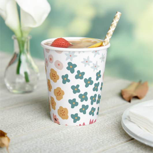 Kleurrijke Wildflower Paper Cups Papieren Bekers (Insitu)