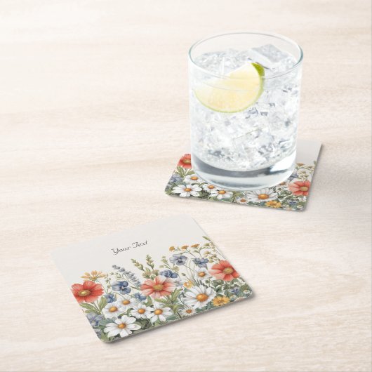 Kleurrijke Wildflower Paper Onderzetter (Insitu)