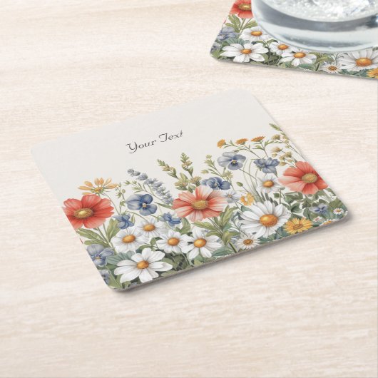 Kleurrijke Wildflower Paper Onderzetter (Schuin)