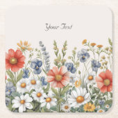Kleurrijke Wildflower Paper Onderzetter (Voorkant)