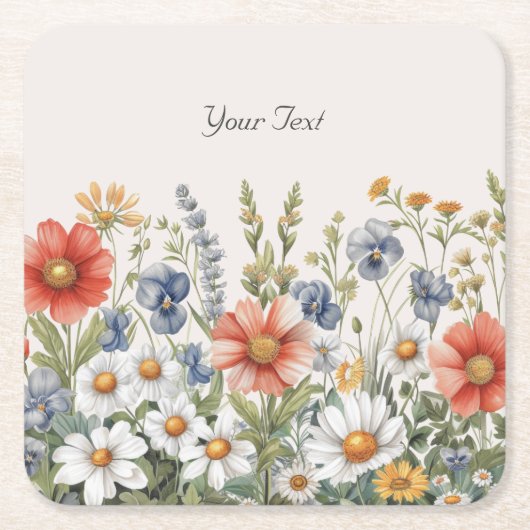 Kleurrijke Wildflower Paper Onderzetter (Voorkant)