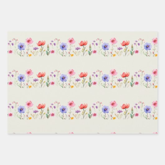 Kleurrijke Wildflower Pattern Moederdag Inpakpapier Vel (Voorkant 2)