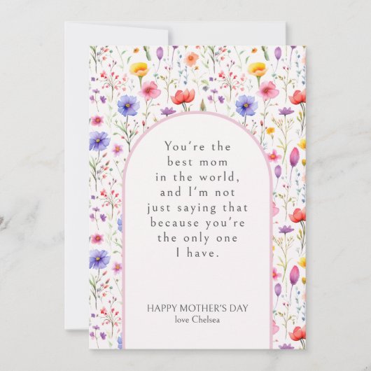 Kleurrijke Wildflower Pink Arch Funny Moederdag Feestdagenkaart (Voorkant)