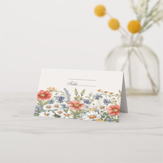Kleurrijke Wildflower Place Card Plaatskaartje (Voorkant)