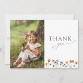 Kleurrijke Wildflower Platte Foto Verjaardagsfeest Bedankkaart (Voorkant)