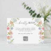 Kleurrijke Wildflower QR Code Wedding RSVP Kaartje (Staand voorkant)