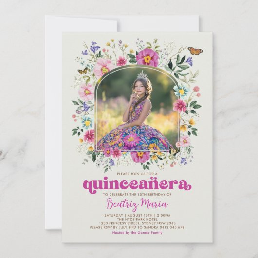 Kleurrijke Wildflower Quinceañera 15e verjaardag Kaart (Voorkant)