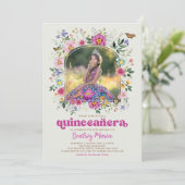 Kleurrijke Wildflower Quinceañera 15e verjaardag Kaart (Staand voorkant)