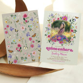 Kleurrijke Wildflower Quinceañera 15e verjaardag Kaart