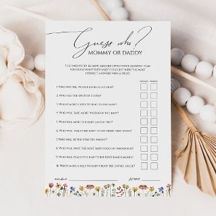 Kleurrijke Wildflower Raad wie mama of papa Kaart