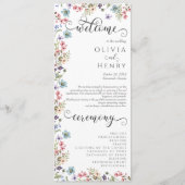 Kleurrijke Wildflower Rustic Wedding Programma (Voorkant)
