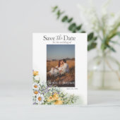 Kleurrijke Wildflower Save the Date Foto Briefkaart (Staand voorkant)
