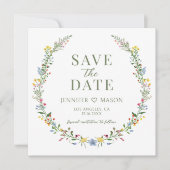 Kleurrijke wildflower Save the Date fotouitnodigin (Voorkant)