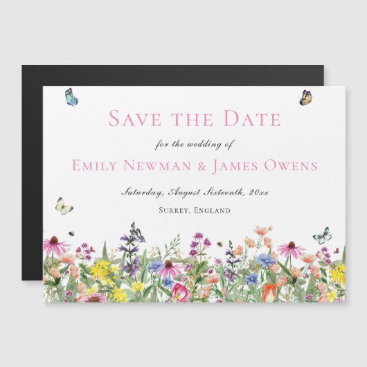 Kleurrijke Wildflower Save the Date Magnetische Uitnodiging (Voorkant / Achterkant)
