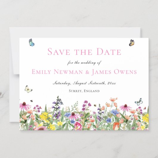 Kleurrijke Wildflower Save the Date Magnetische Uitnodiging (Voorkant)