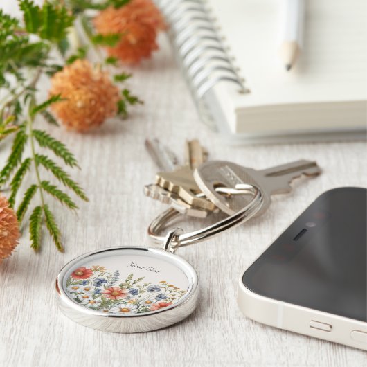 Kleurrijke Wildflower Sleutelhanger (Zijkant)