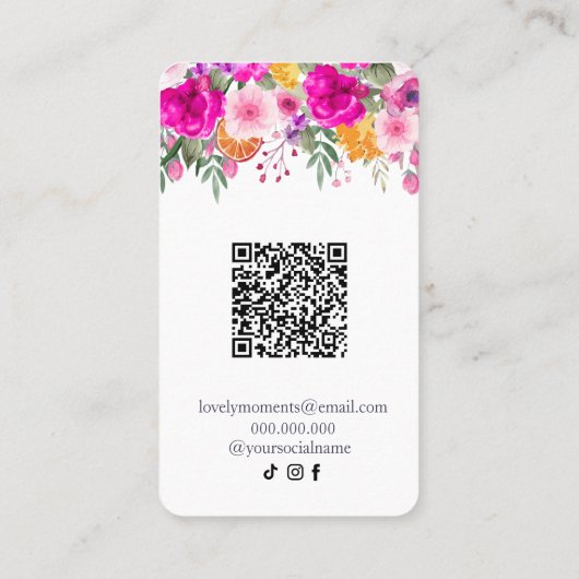 Kleurrijke Wildflower Spring Earing Display Busine Visitekaartje (Achterkant)