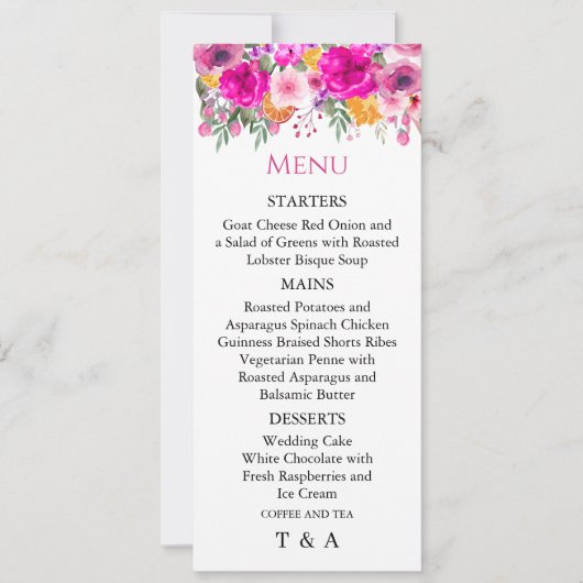 Kleurrijke Wildflower Spring Menu Kaart (Voorkant)
