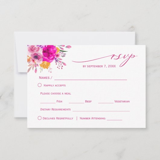 Kleurrijke Wildflower Spring RSVP Kaartje (Voorkant)