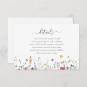Kleurrijke Wildflower Spring Summer Wedding Detail Informatiekaartje (Voorkant / Achterkant)