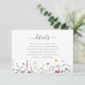 Kleurrijke Wildflower Spring Summer Wedding Detail Informatiekaartje (Staand voorkant)