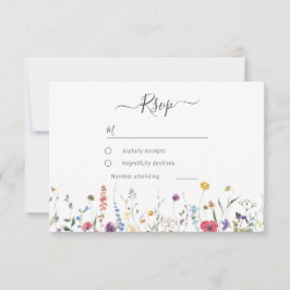 Kleurrijke Wildflower Spring Summer Wedding RSVP Kaartje
