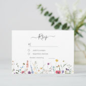 Kleurrijke Wildflower Spring Summer Wedding RSVP Kaartje (Staand voorkant)