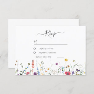 Kleurrijke Wildflower Spring Summer Wedding RSVP Kaartje