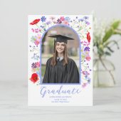 Kleurrijke Wildflower stijlvolle boog Afstuderen f Aankondiging (Staand voorkant)