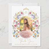 Kleurrijke Wildflower Sweet 16 Quinceanera Foto Bedankkaart (Voorkant)