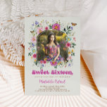 Kleurrijke Wildflower Sweet 16 Verjaardagsfoto Kaart<br><div class="desc">Dit prachtige ontwerp combineert de vrijgevochten allure van kleurrijke wilde bloemen met de delicate charme van  vlinders. Het palet is een levendige mix van natuurlijke greens,  hete roze,  humeurige paarse,  zonnige gele en hemelse blues,  waardoor het een lust voor het oog is en perfect geschikt voor een gedenkwaardige quinceañera.</div>