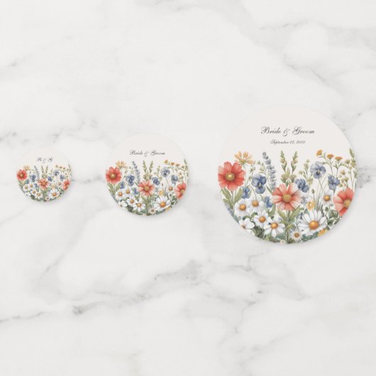 Kleurrijke Wildflower Tafel Confetti (Voorkanten)