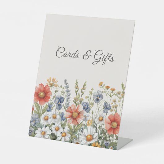 Kleurrijke Wildflower Tafelblad Tekens Reclamebord Met Voetstuk (Voorkant)