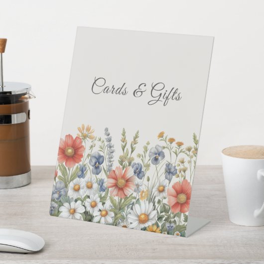 Kleurrijke Wildflower Tafelblad Tekens Reclamebord Met Voetstuk (Insitu)