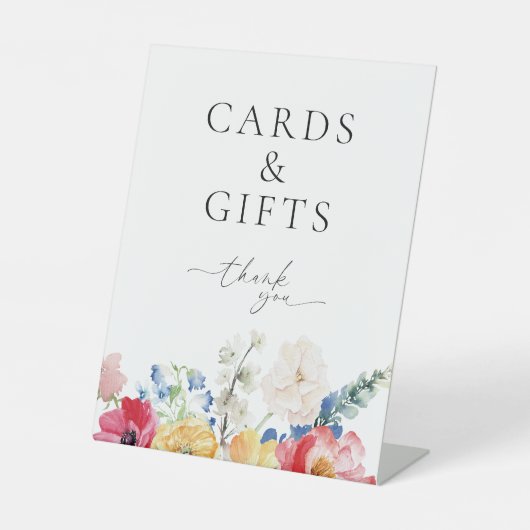 Kleurrijke Wildflower trouwkaarten en geschenken Reclamebord Met Voetstuk (Voorkant)