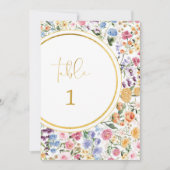 Kleurrijke Wildflower Trouwtafel nummer Kaart (Voorkant)