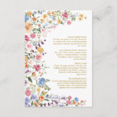 Kleurrijke Wildflower Tuin Bloemen Bruiloft Detail Informatiekaartje (Achterkant)