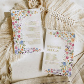 Kleurrijke Wildflower Tuin Bloemen Bruiloft Detail Informatiekaartje