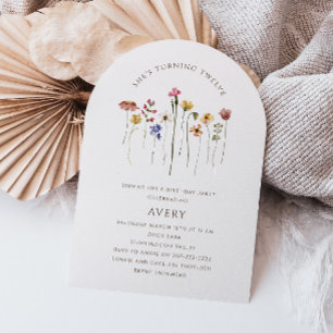 Kleurrijke Wildflower Twaalfde Verjaardag Party Ar Kaart