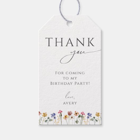 Kleurrijke Wildflower Verjaardag Bedankt Favoriet  Cadeaulabel (Voorkant)